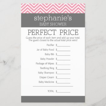Perfect Price Game - Pink Chevrons Baby Shower by MarshBaby at Zazzle