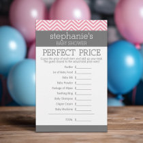 Perfect Price Game - Pink Chevrons Baby Shower