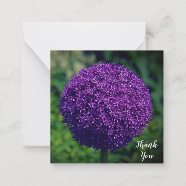 Perfect Purple Allium Flower Personal Thank You Note Card (Front)