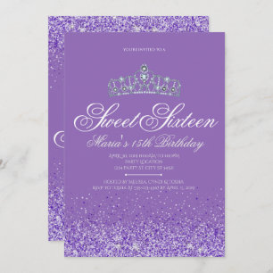 Perfect Purple Glitter, Sweet 16 Invitations