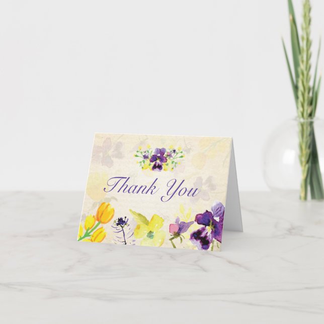 Perfect Purple Pansies Thank You Cards (Front)