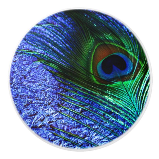 Perfect Purple Peacock Ceramic Knob (Front)