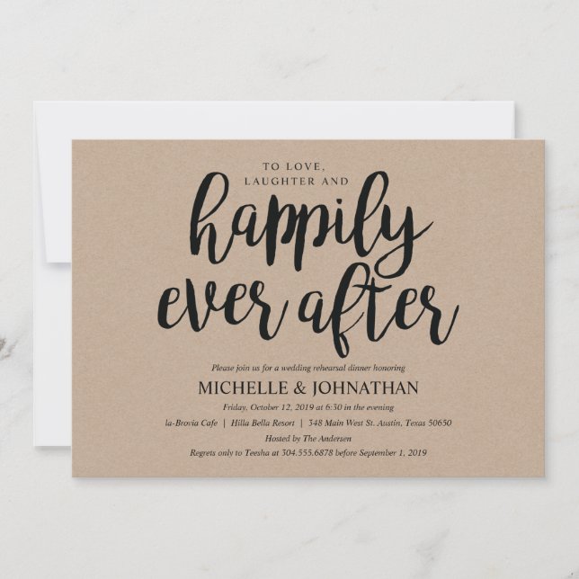 Perfect Rustic Wedding Rehearsal Dinner Invites (Front)