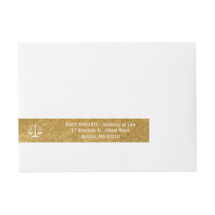 Perfect Scales of Justice   Gold Lawyer Wrap Around Address Label
