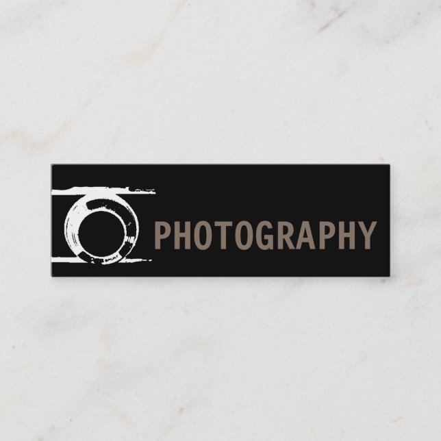 Perfect Slim Black Photographer Mini Business Card (Front)