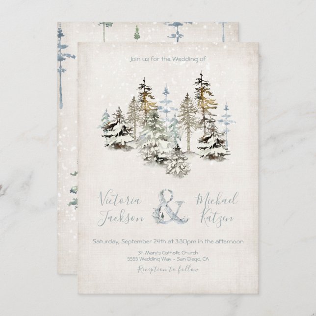 Perfect Snow Forest Wedding invitations (Front/Back)