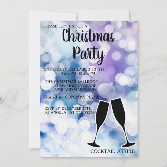 Perfect,  Sparkly  Wine Glass Christmas Invitation (Front)