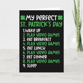 Perfect St Patricks Day Play Video Games Gamer Men Card