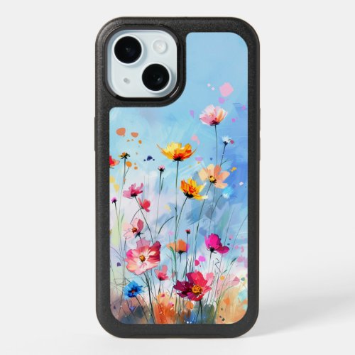 Perfect summer day sunny sky and blooming flowers iPhone 15 case