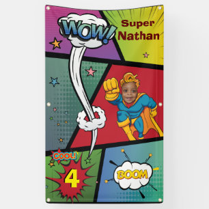 Perfect Superhero Amazing Birthday Photo Kids Banner