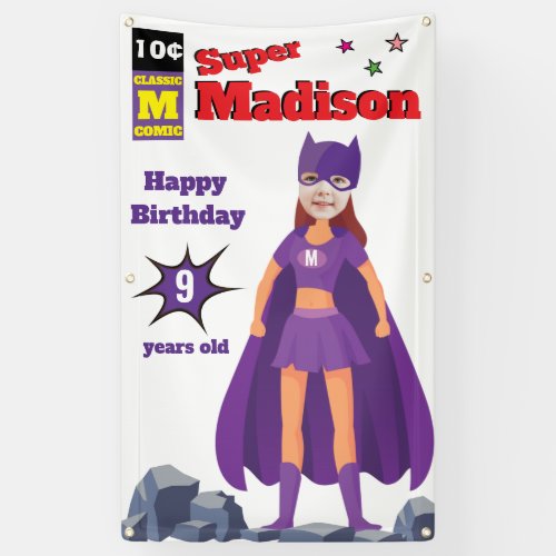 Perfect Superhero Fantastic Birthday Girls Banner
