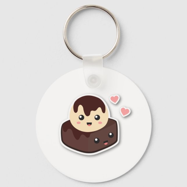 Perfect Together Vanilla Ice Cream and Brownie Keychain (Front)