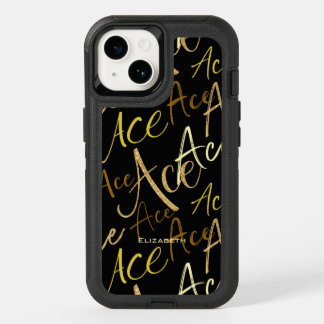 perfect volleyball serve Ace text pattern OtterBox iPhone 14 Case