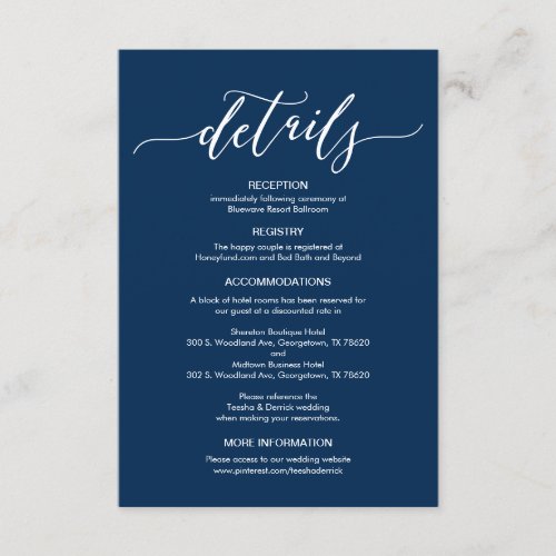 Perfect Wedding Details Enclosure Card
