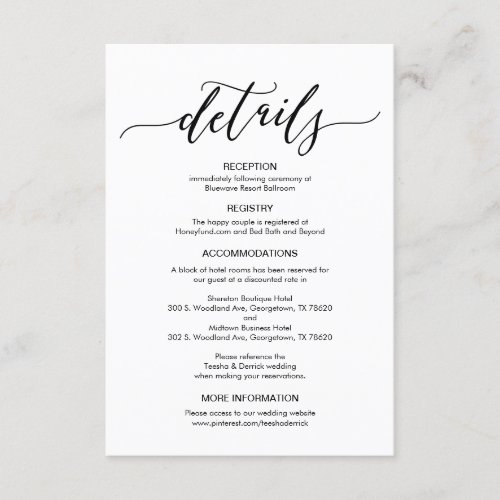 Perfect Wedding Details Enclosure Card