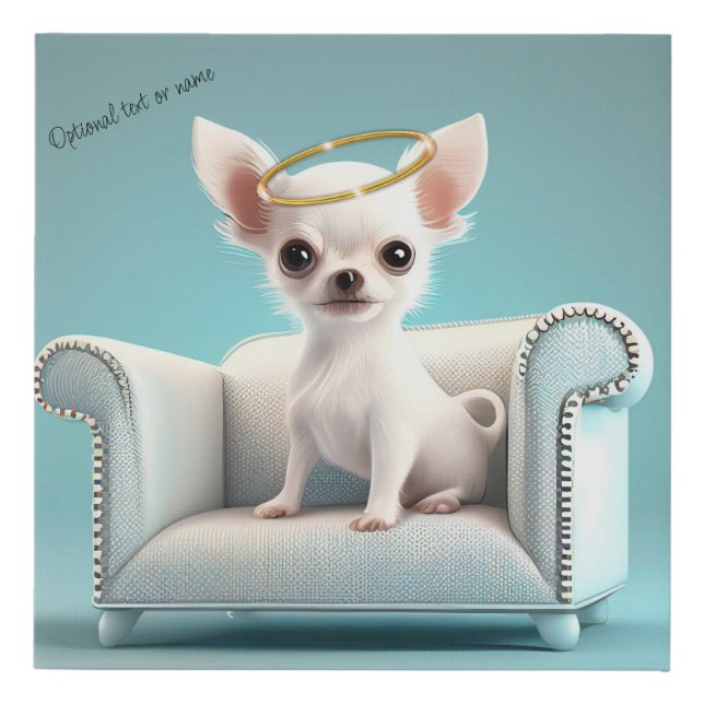 Perfect White Chihuahua Angel Wall Canvas Art (Front)