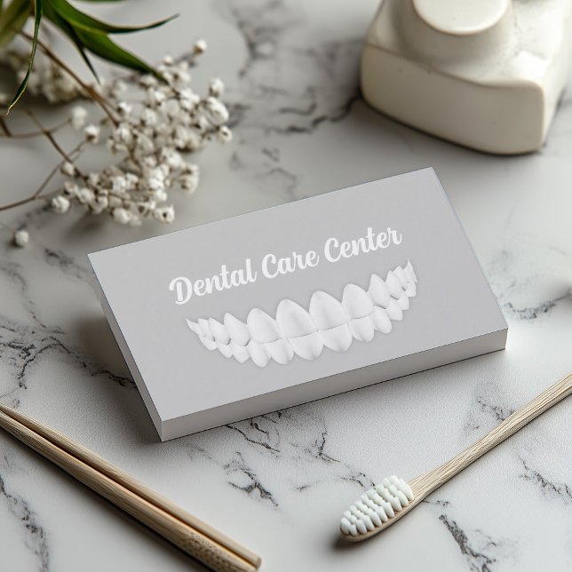Perfect White Smile Simple Grey Dentistry Card (Perfect for business)
