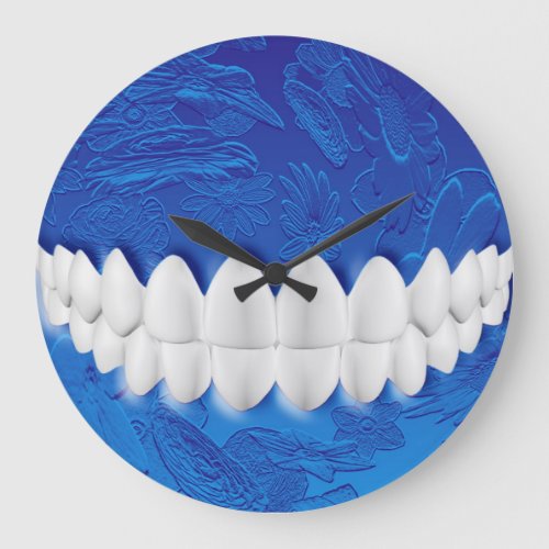 Perfect White Teeth Bite Dentist Blue Wall Clock