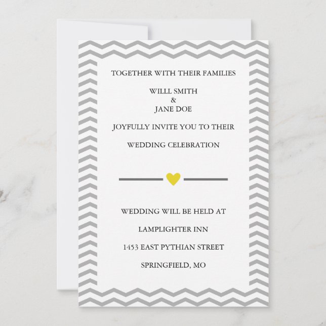 Perfect Zig Zag Wedding Invitation (Front)