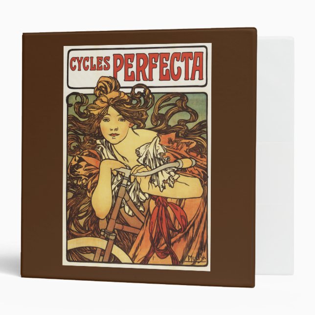 Perfecta Bicycles with Woman Advertisement Poste 3 Ring Binder (Front/Inside)
