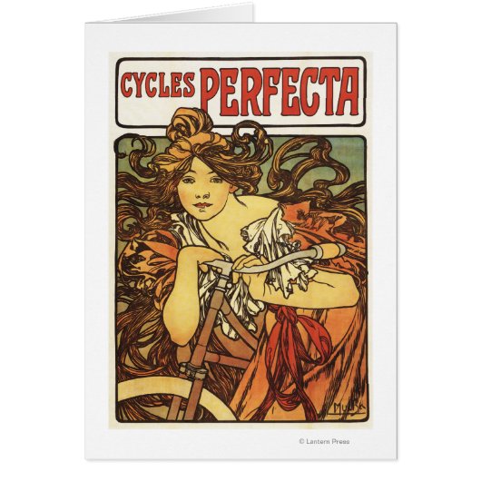 Perfecta Bicycles with Woman Advertisement Poste Cards (Front)