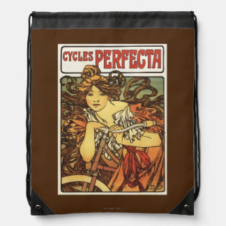 Perfecta Bicycles with Woman Advertisement Poste Drawstring Bag