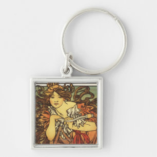 Perfecta Bicycles with Woman Advertisement Poste Keychain