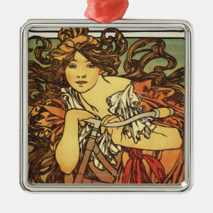 Perfecta Bicycles with Woman Advertisement Poste Metal Ornament