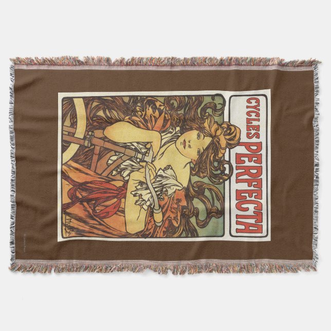 Perfecta Bicycles with Woman Advertisement Poste Throw Blanket (Front)