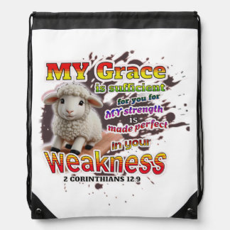 Perfected in weakness drawstring bag
