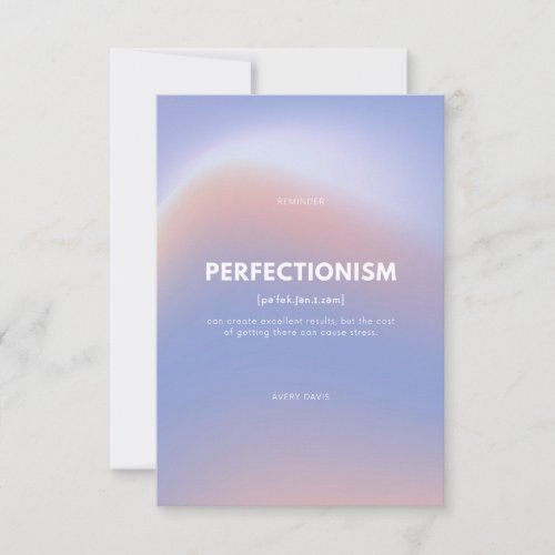 Perfectionism vs Stress Card 