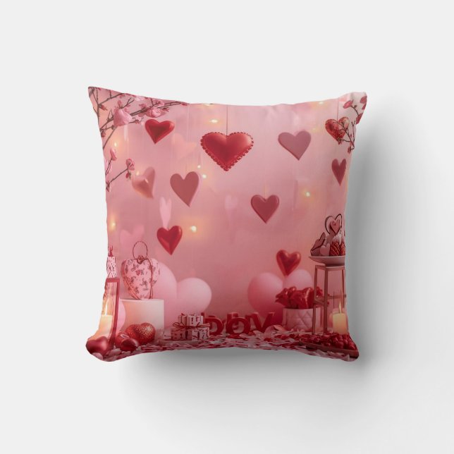 Perfectly Beautiful Hearts on a Valentines Day  Throw Pillow (Front)