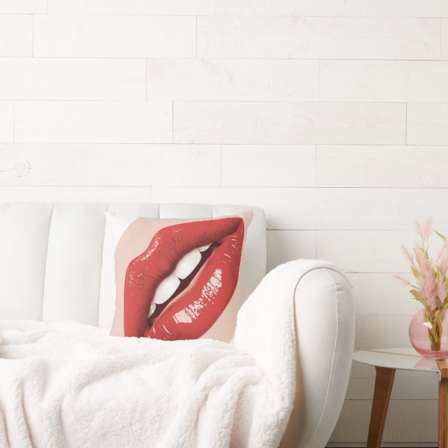 Perfectly Beautiful Lips on a Valentines Day  Throw Pillow (Couch)