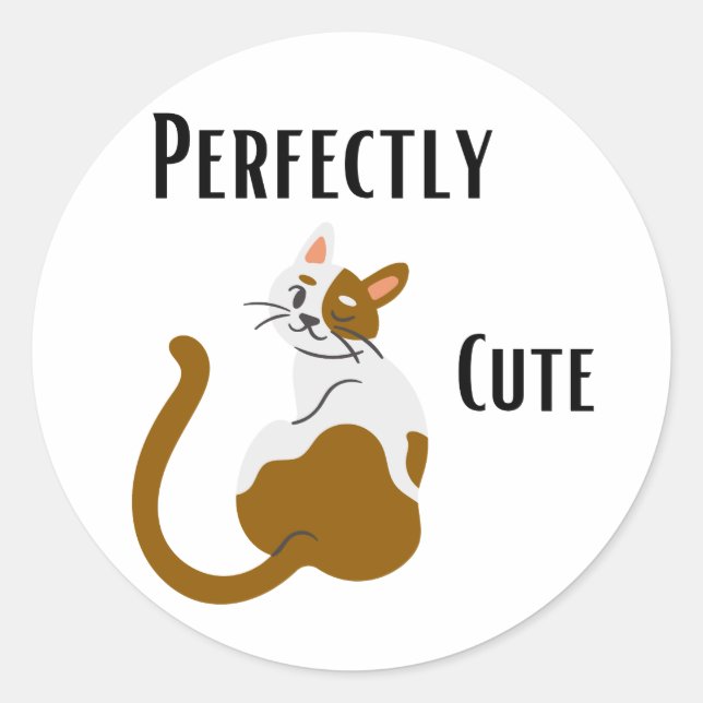 Perfectly Cute Cat Classic Round Sticker (Front)