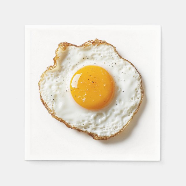 Perfectly Fried Egg with Crisp Edges and Golden Yo Napkins (Front)