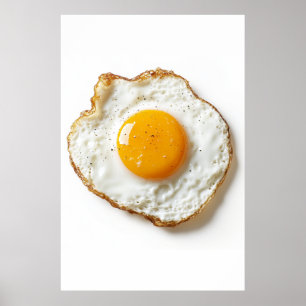 Perfectly Fried Egg with Crisp Edges and Golden Yo Poster
