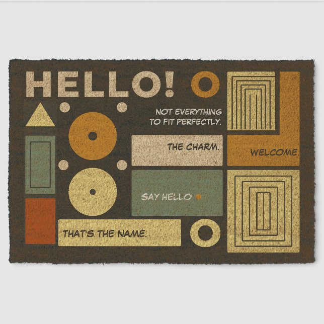 Perfectly imperfect Bauhaus welcome host design  Fiber Doormat (Front)