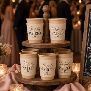 Perfectly Paired Coffee Heart Wedding Cup  Sleeve