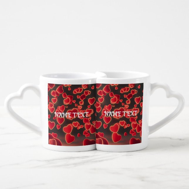 Perfectly Paired: Custom Heart Handle Mug Set  (Front Nesting)