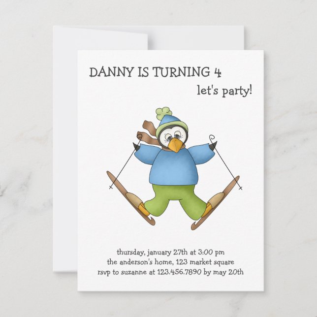 Perfectly Penguin · Skiing Invitation (Front)