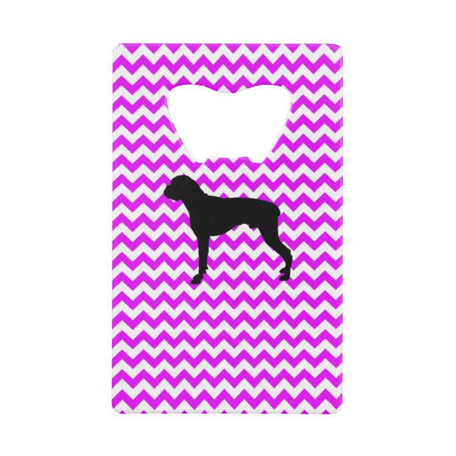 Perfectly Pink Chevron With Boxer Credit Card Bottle Opener (Front)