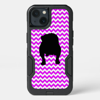 Perfectly Pink Chevron With Bulldog iPhone 13 Case