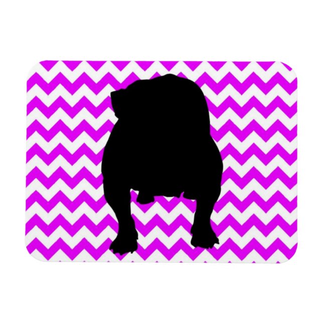Perfectly Pink Chevron With English Bulldog Shadow Magnet (Horizontal)