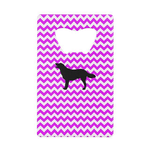 Perfectly Pink Chevron With Golden Retriever Credit Card Bottle Opener (Front)