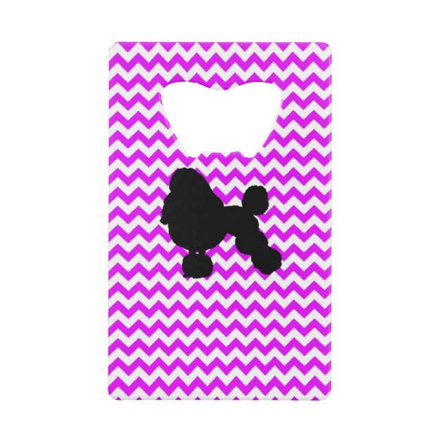 Perfectly Pink Chevron With Poodle Credit Card Bottle Opener (Front)