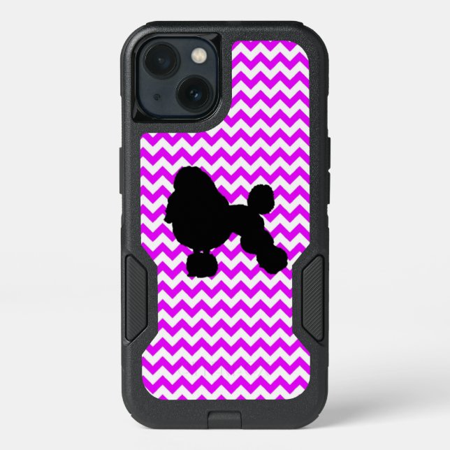 Perfectly Pink Chevron With Poodle Otterbox iPhone Case (Back)