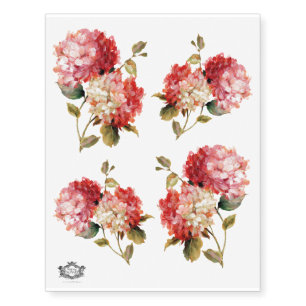 Perfectly Pink hydrangea's, floral Temporary Tattoos