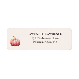 Perfectly Pink Pumpkin Baby Shower Return Address Label