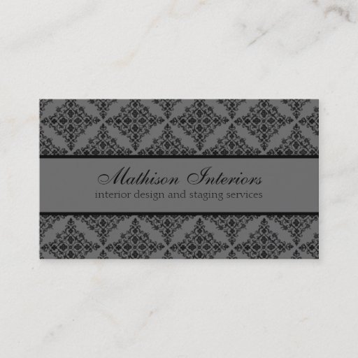 Customizable Perfectly Polished Damask Business Card, Gray