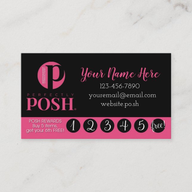 Perfectly Posh Rewards Business Card (Front)